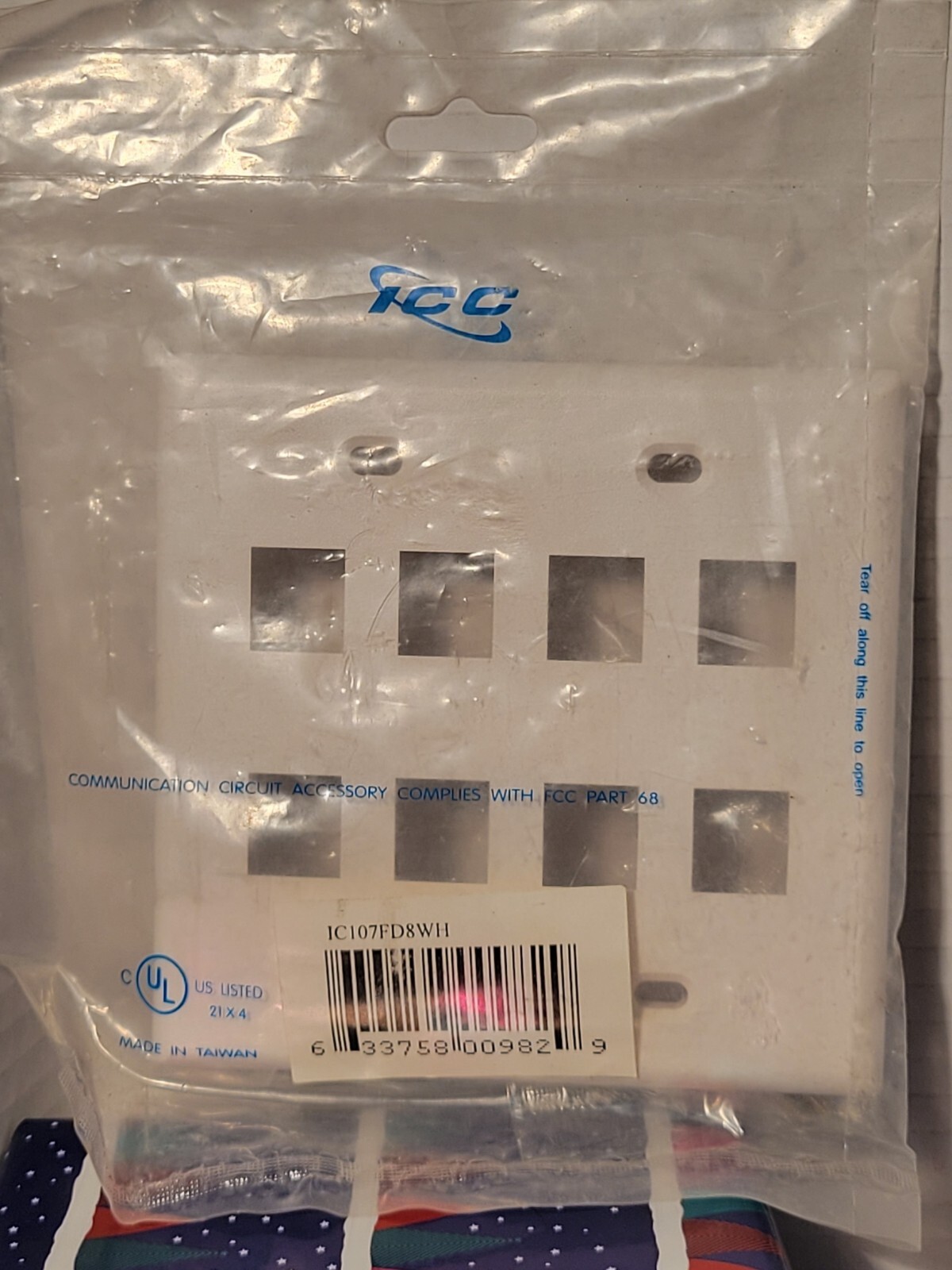 ICC IC107FD8WH Face Plate Flat 2-Gang 8-Port White LOT OF 3 NEW