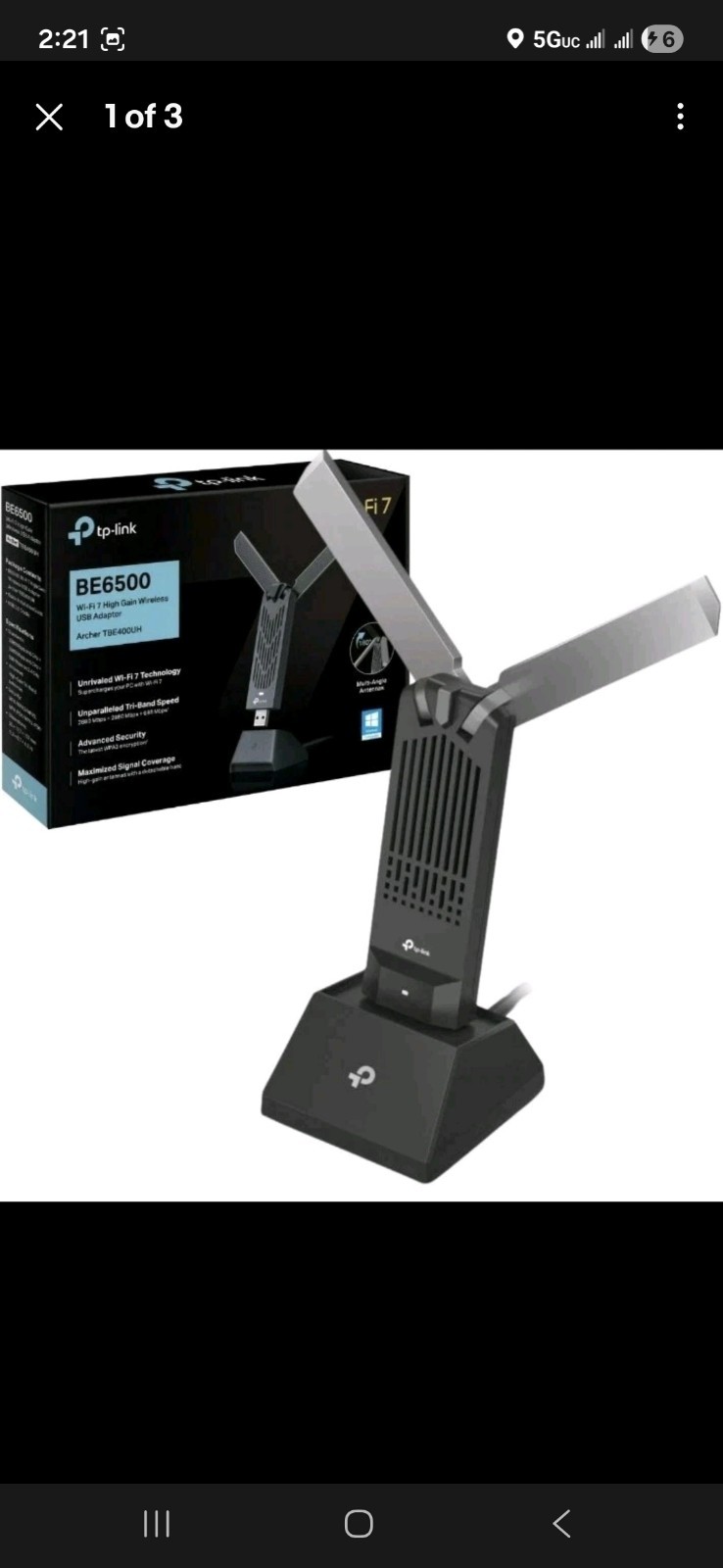 TP-Link BE6200 Tri-Band Wi-Fi 7 Wireless USB 3.0 Adapter Archer TBE401UH