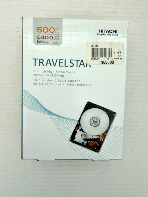 Hitachi 500GB 2.5” SATA HDD, 8Mb Cache, 5400 rpm, Hard Drive, SEALED BOX