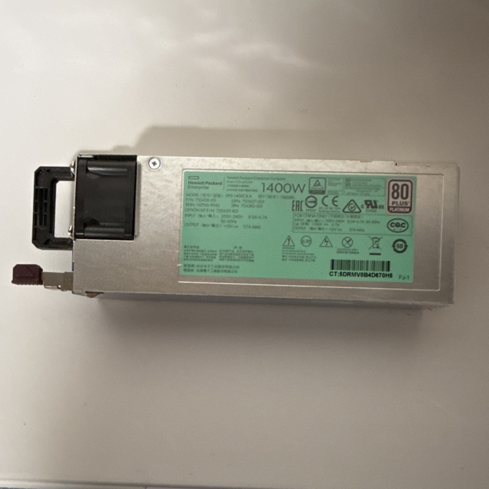 Hewlett Packard Enterprise DPS-1400CB A 1400W Power Supply 80 Plus Platinum