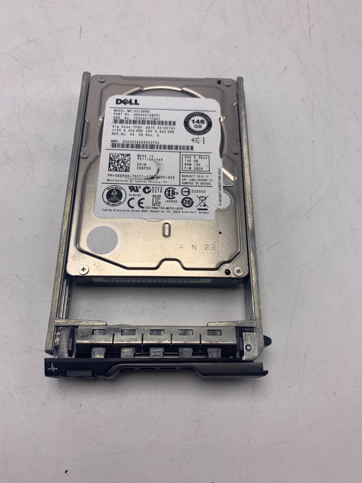 *Torn Label* Dell 6DFD8 146GB 15K SAS 2.5" 6Gbps Hard Drive w60
