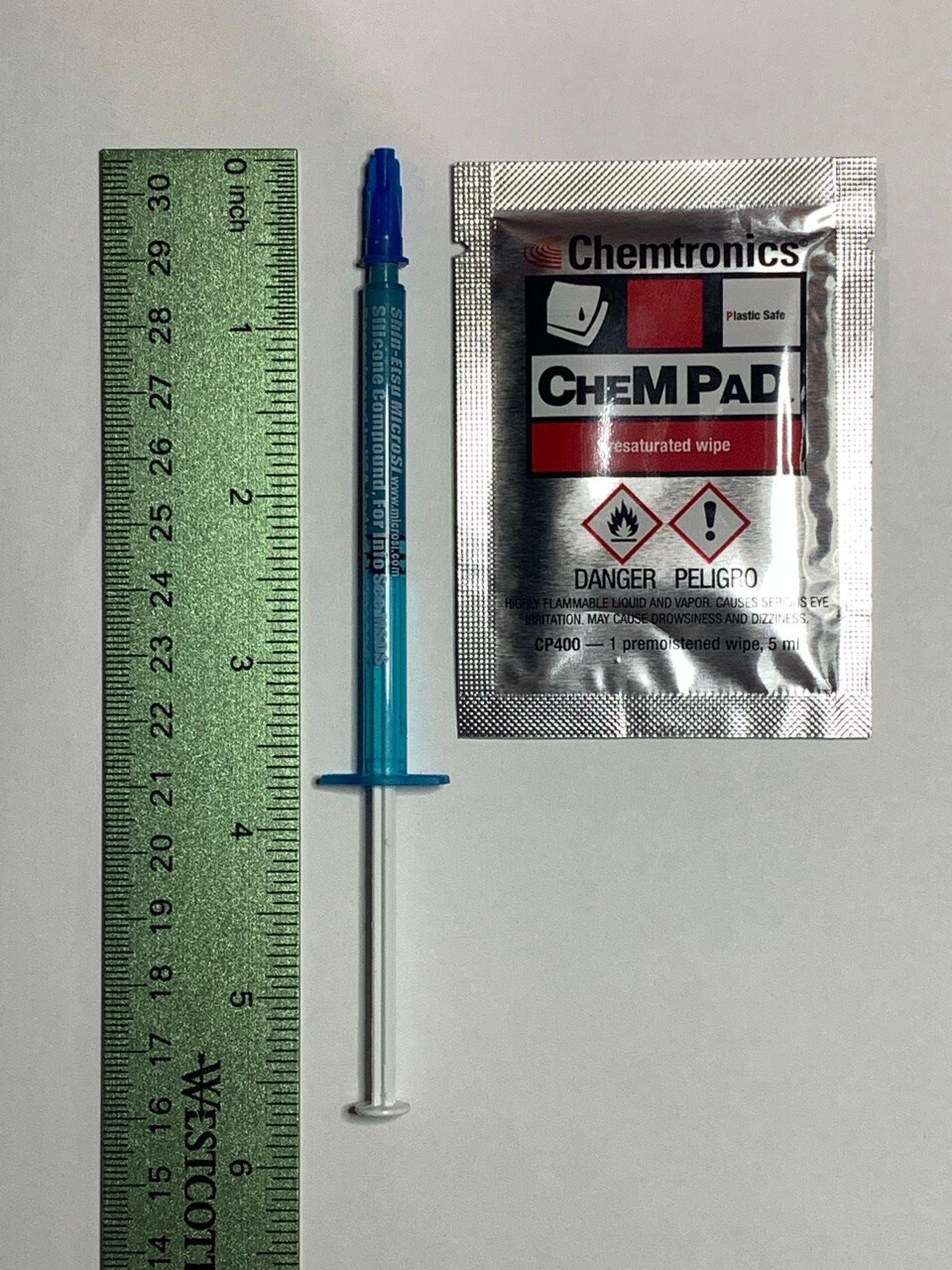 Genuine Shin-Etsu MicroSi CPU Thermal Paste and Chemtronics presaturated wipe