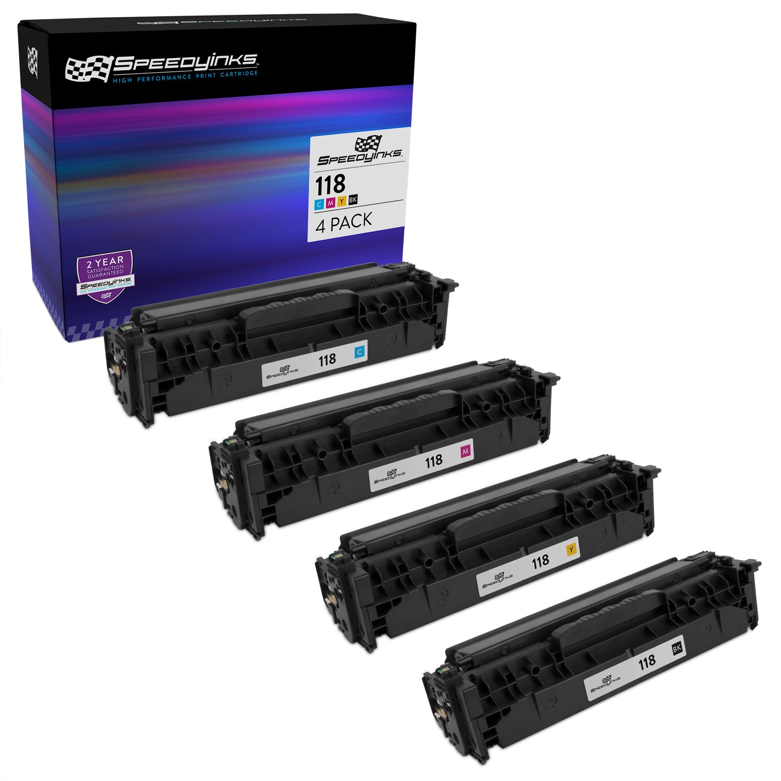 4PKS SPEEDY BK,C,M,Y Toner Replacement for Canon 118 ImageClass LBP162dw MF726Cd