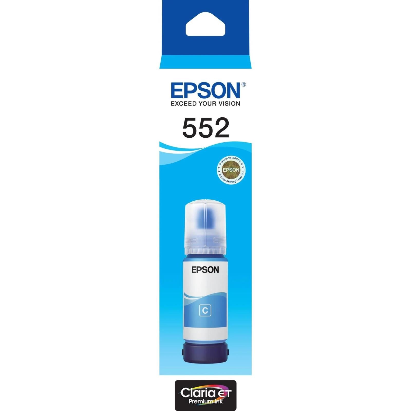 AU Epson T552 Cyan Claria EcoTank 552 Ink Bottle Toner C13T06W292 Genuine