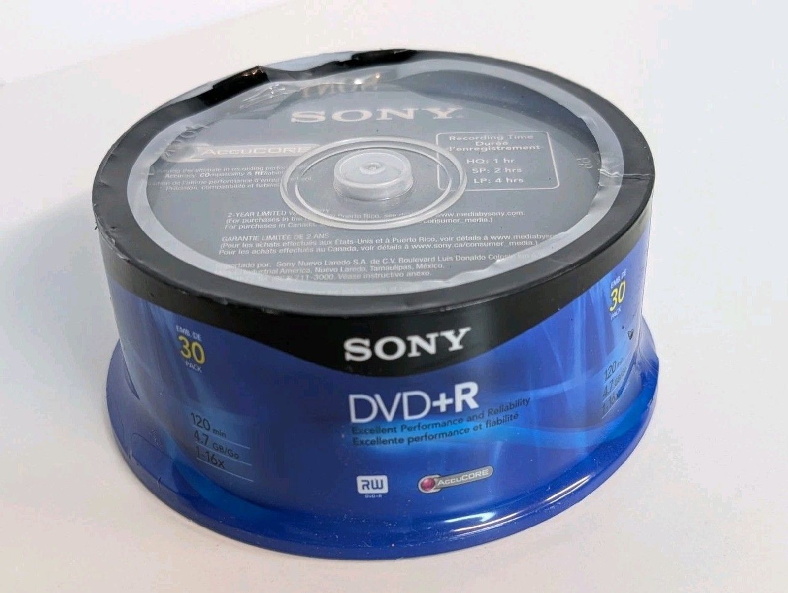 SONY DVD+R 30-Pack Spindle 4.7GB 16X 120min Blank Discs NEW SEALED
