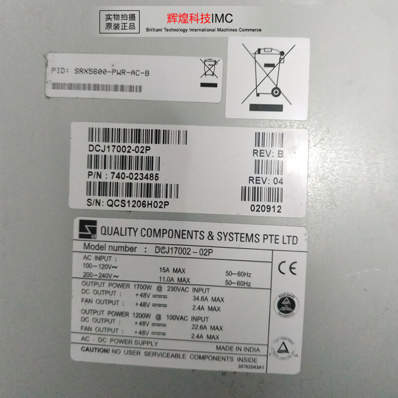 For Juniper SRX5600-PWR-AC-B power supply DCJ17002-02P 740-023485 1700W