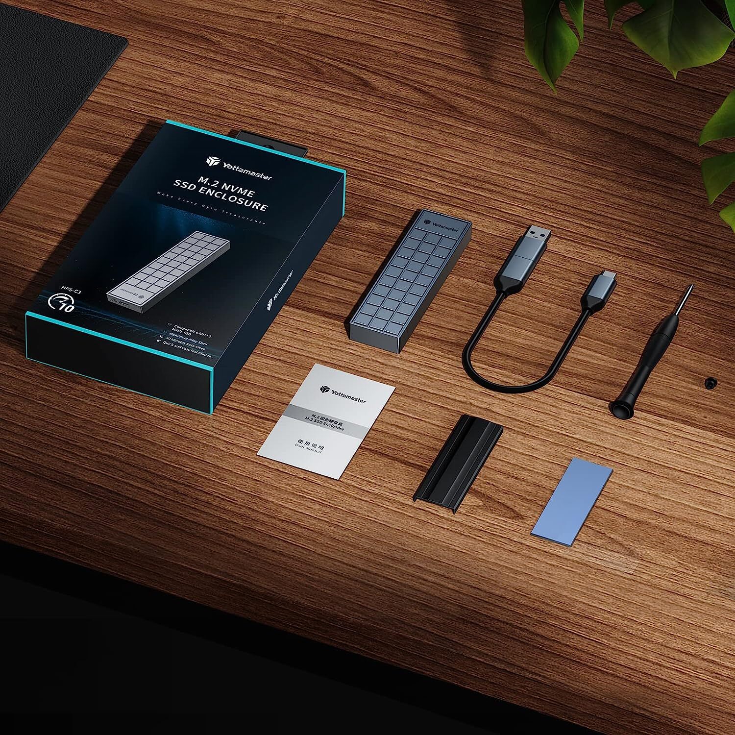 Yottamaster 20Gbps M.2 NVMe Enclosure With Heatsink Type C External SSD Caddy