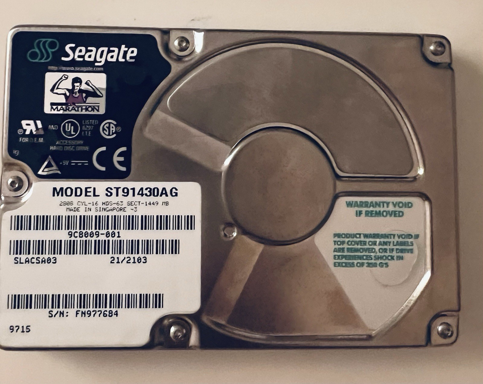 Seagate MARATHON Series 1449MB ST91430AG 4500RPM ATA 2.5” Hard Drive