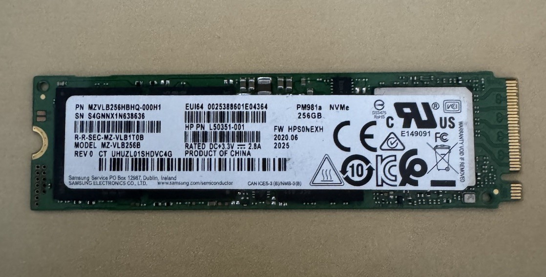 Samsung PM981a 256GB SSD M.2 MZ-VPV256B Solid State Drive