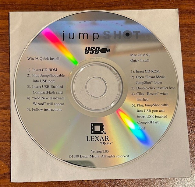 Vintage 1999 Lexar Media Jump Shot Mac OS 8.5 Version 2. Disc Used 