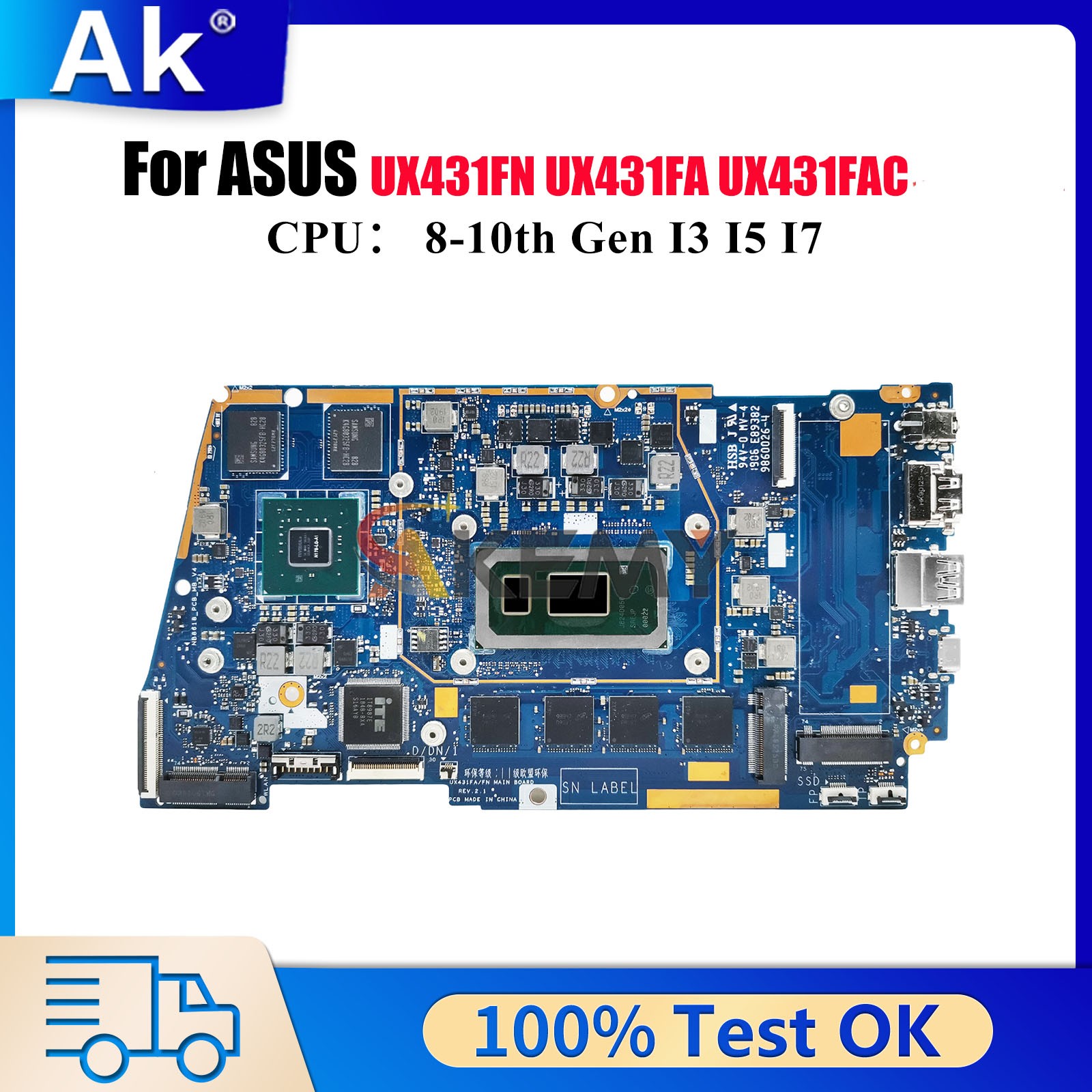 UX431FN Motherboard For ASUS U4500F S4500F UX431F S431F Mainboard W/CPU tests OK