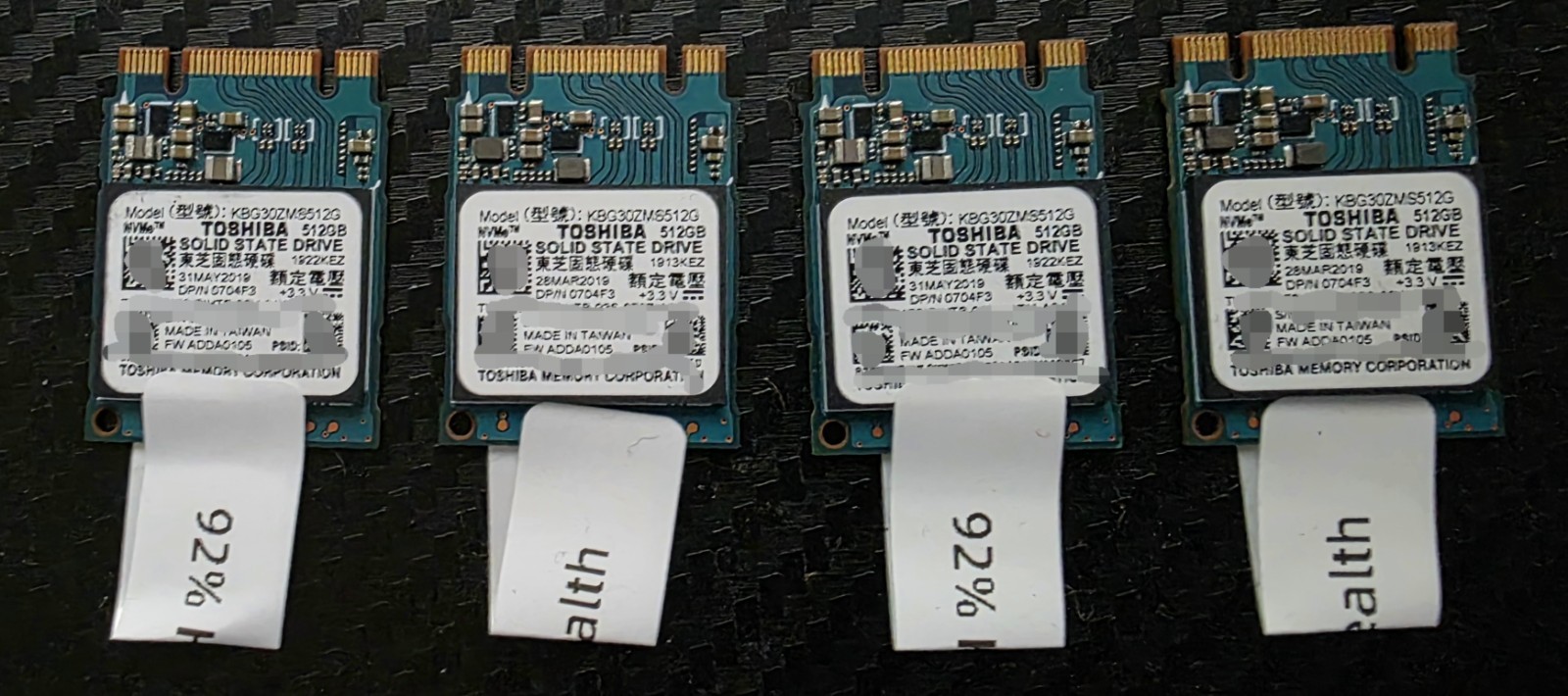 (4x) Toshiba BG3 CSSD 512GB NVME PCIE M.2 2230 TLC Internal SSD