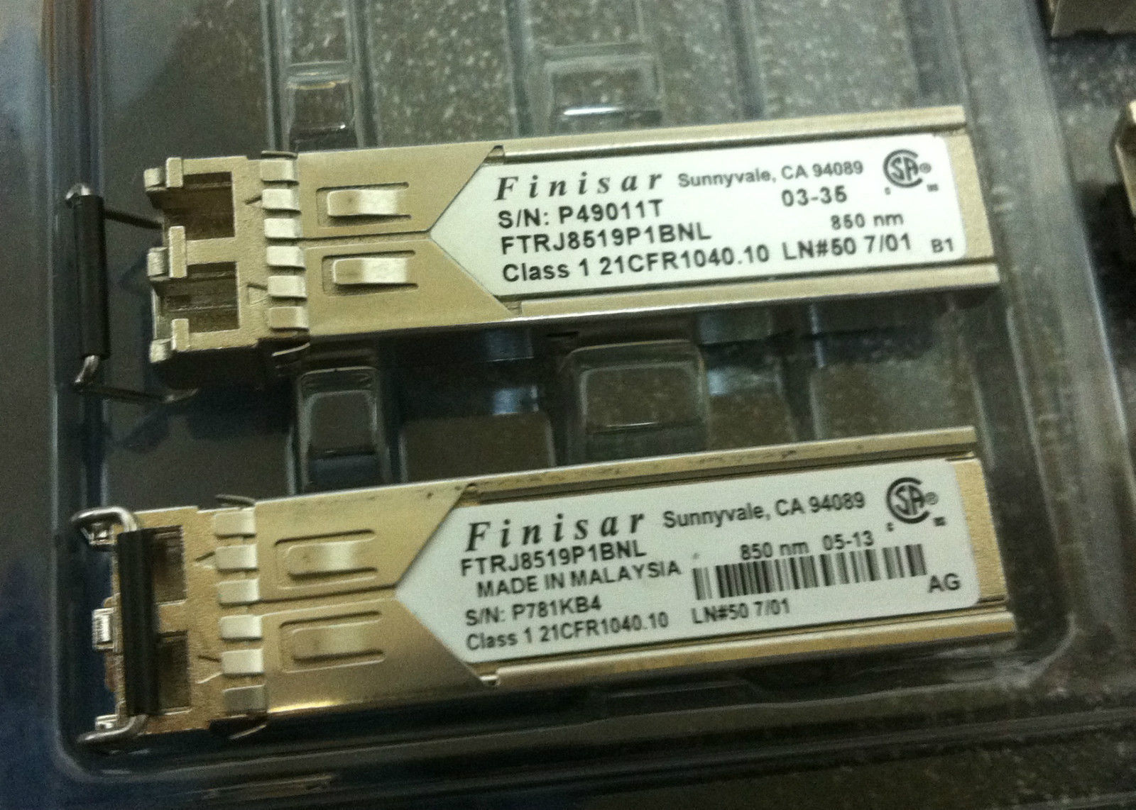 7x Finisar FTRJ8519P1BNL 2GB 850nm SFP Fiber Optic Transceivers