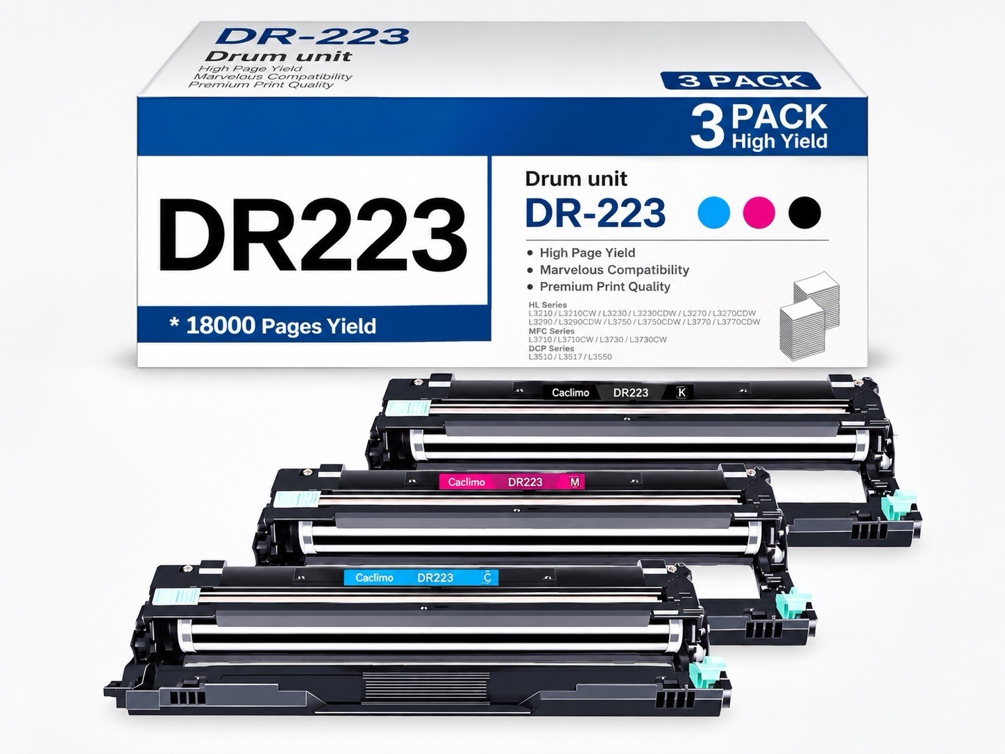 3 Pack DR223CL Drum Unit Compatible for Brother HL-L3270CDW MFC-L3770CDW