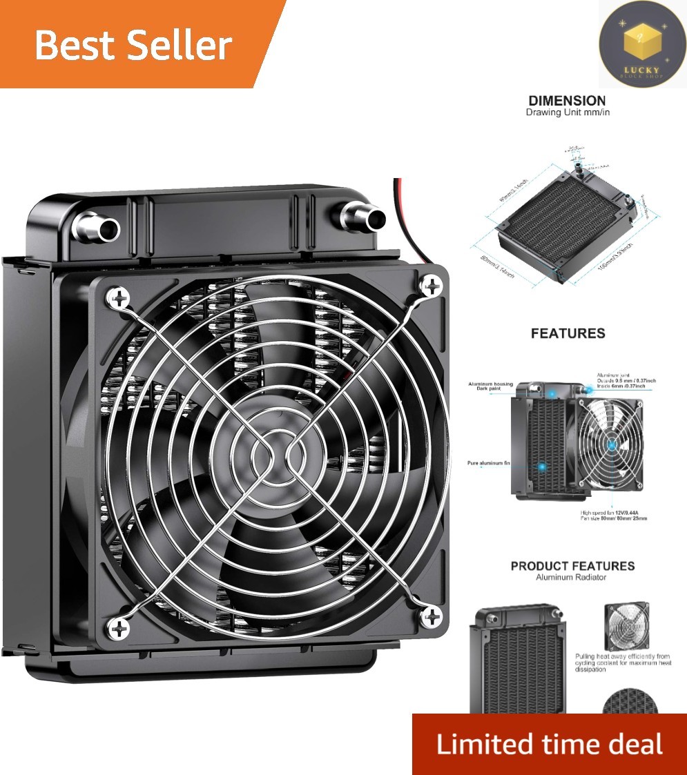 Sleek 4.1'' Black Aluminum Water Cooling Radiator with High Cooling Efficiency
