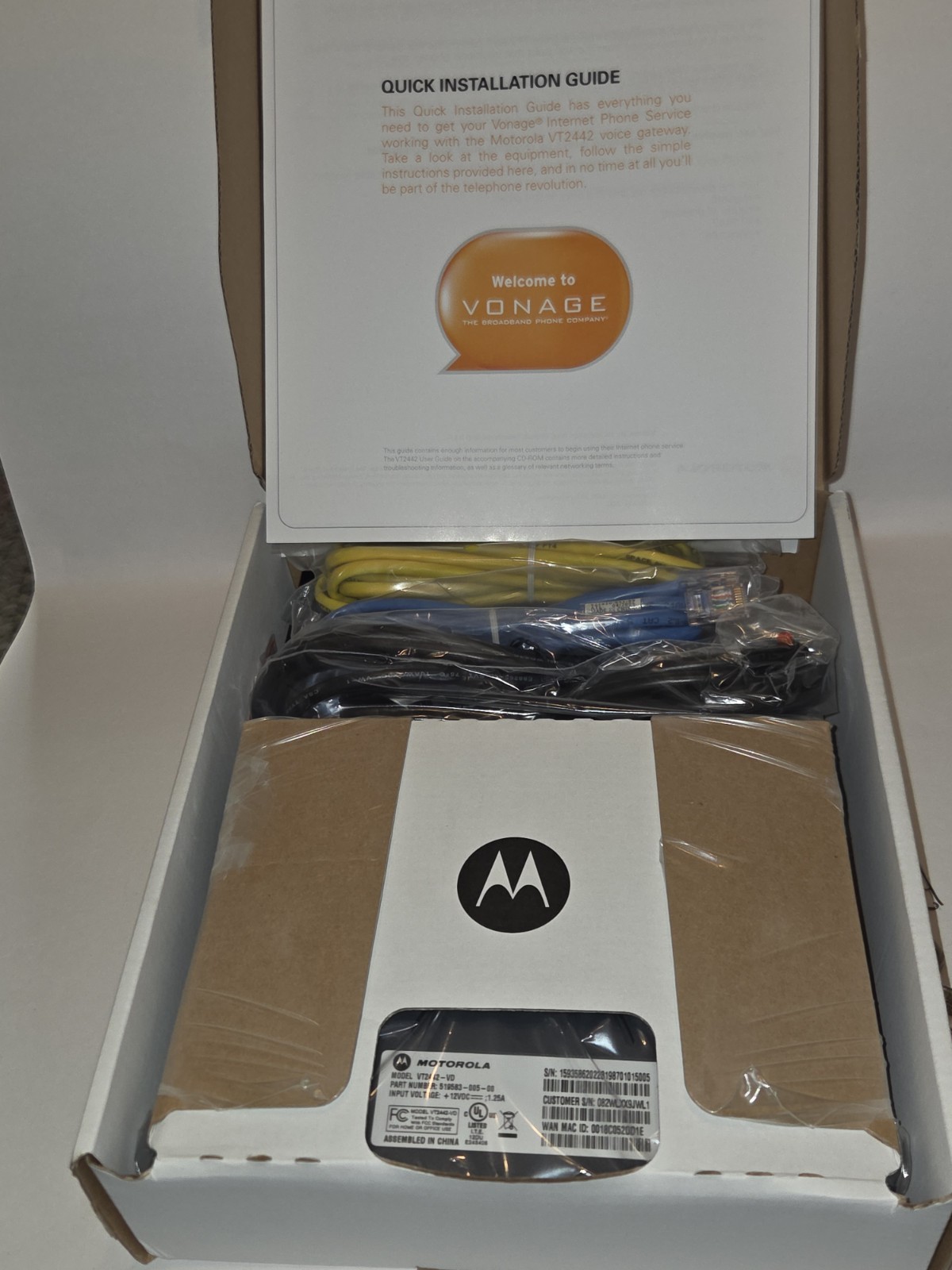 New Sealed Motorola Broandband Voice Gateway Vt2442 Vd