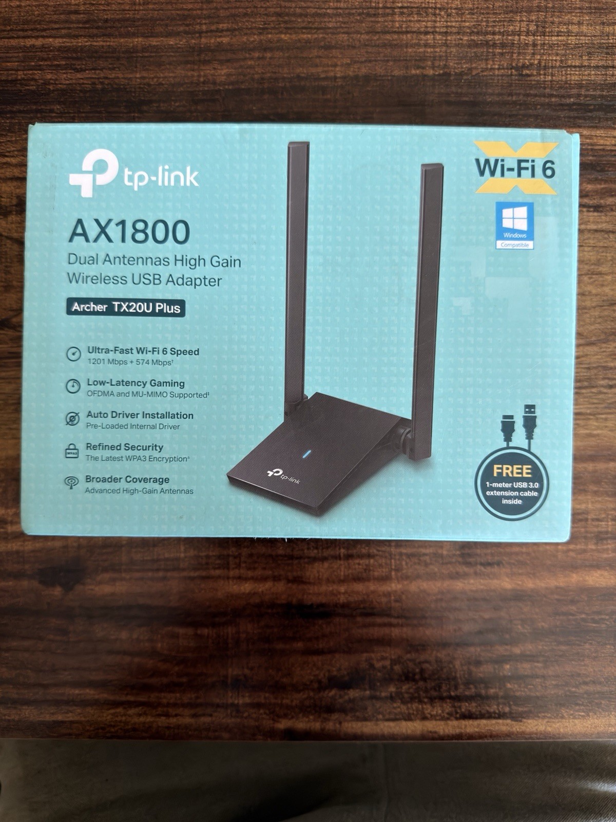 TP-Link Archer TX20U Plus AX1800 WiFi 6 USB 3.0 Dual Band Adapter Win 11 10 NIOB