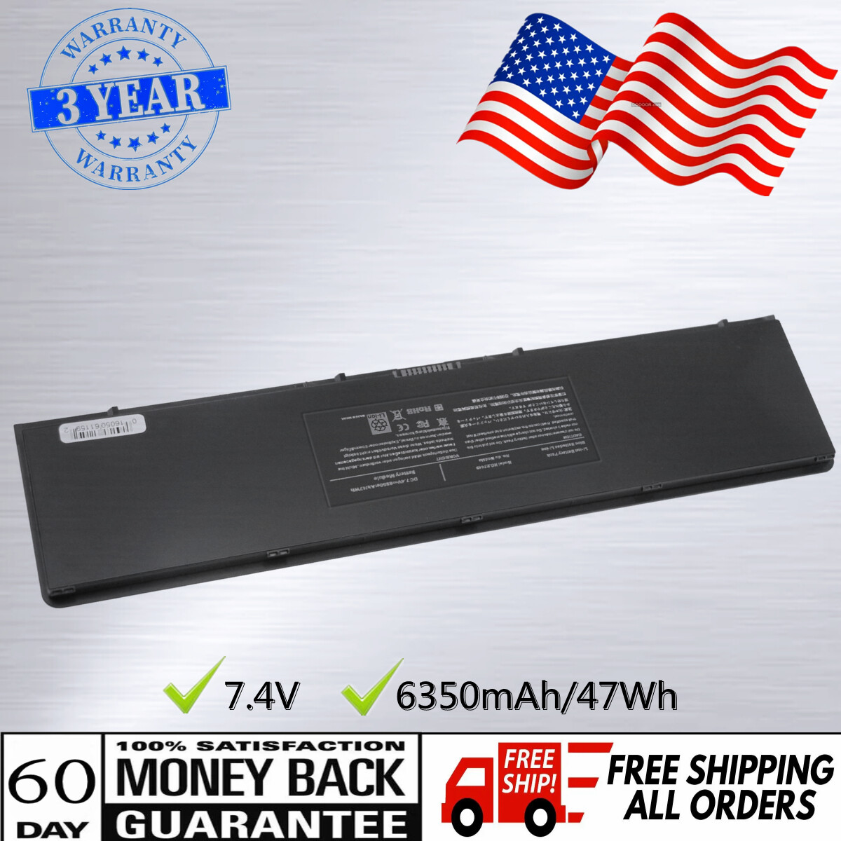 Rechargeable V8XN3 Battery For Dell Latitude E7440 E7450 E7420 34GKR 3RNFD 35Wh