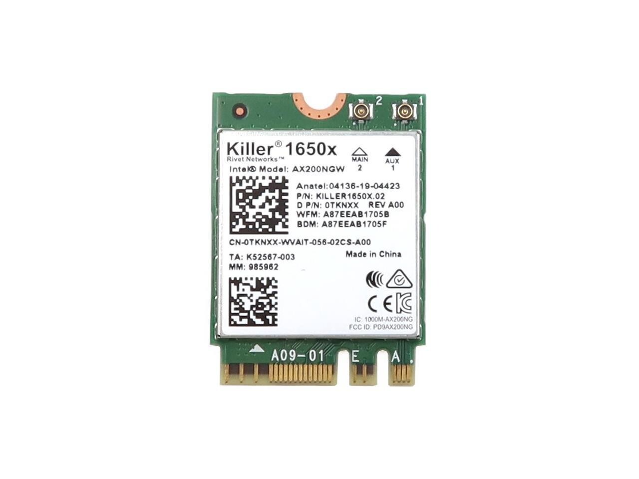 Killer 1650X AX200MGW Wi-Fi6 2.4Gbps Dual Band 5.1 NGFF TKNXX 0TKNXX CN-0TKNXX