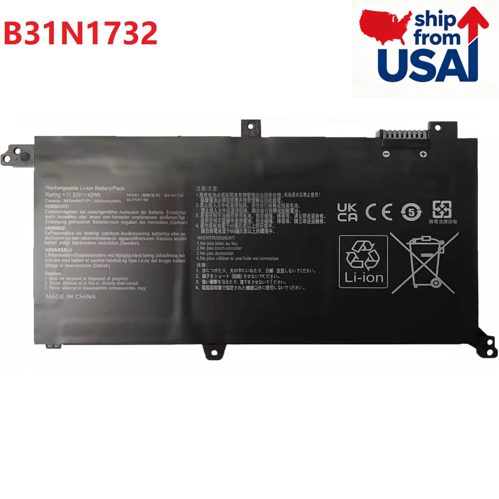 NEW Battery B31N1732 for ASUS X430FN X430UN B31BI9H VivoBook S14 S430FA S430UA