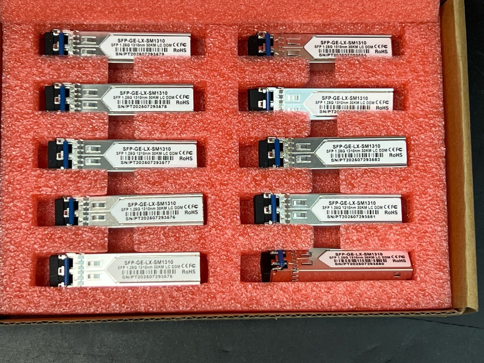 10 Pack SFP-GE-LX-SM1310 1.25G LC 1000Base-LX SMF 30km DDM