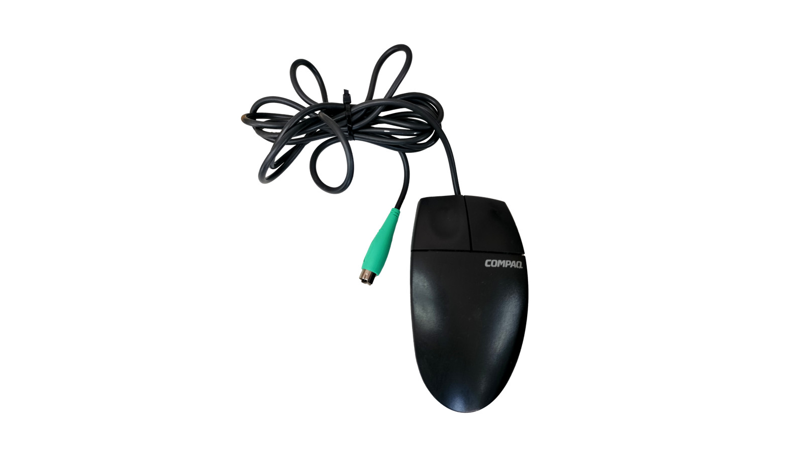 Vintage Compaq Logitech M-S34 Black PS/2 Two Button Ball Mouse 103179-068