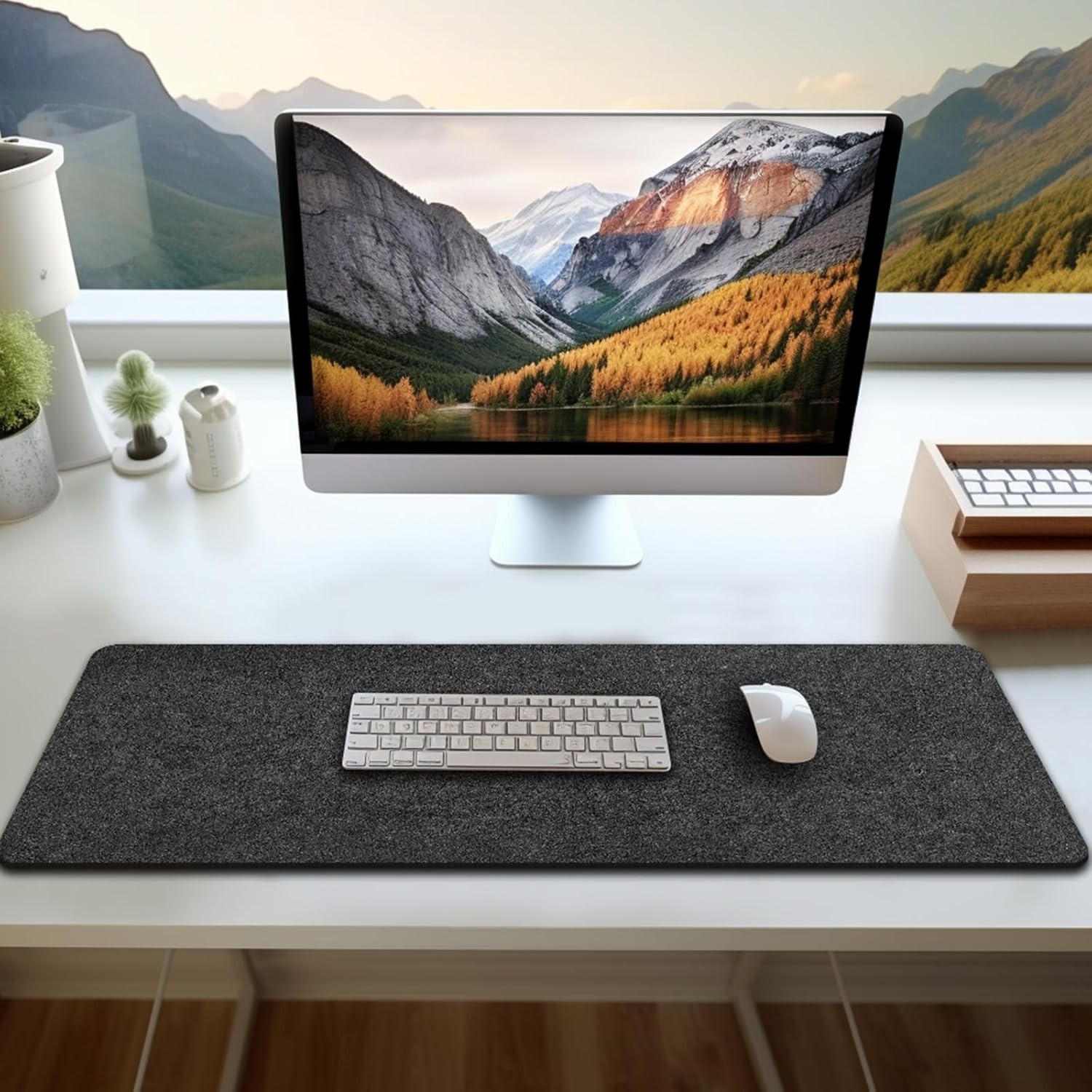 Large Felt Desk mat 36x12 inches, with Non-Slip Full Desk Mouse Pad,Office Compu