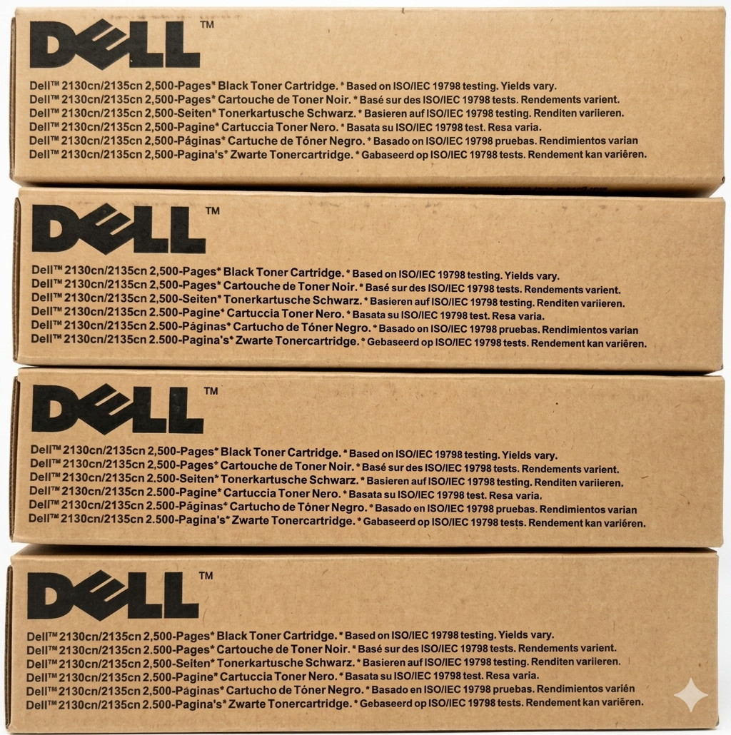 GENUINE DELL OEM 4‑PK, High‑Yield Black Toner 2130cn/2135cn FM064/P237C/330‑1389