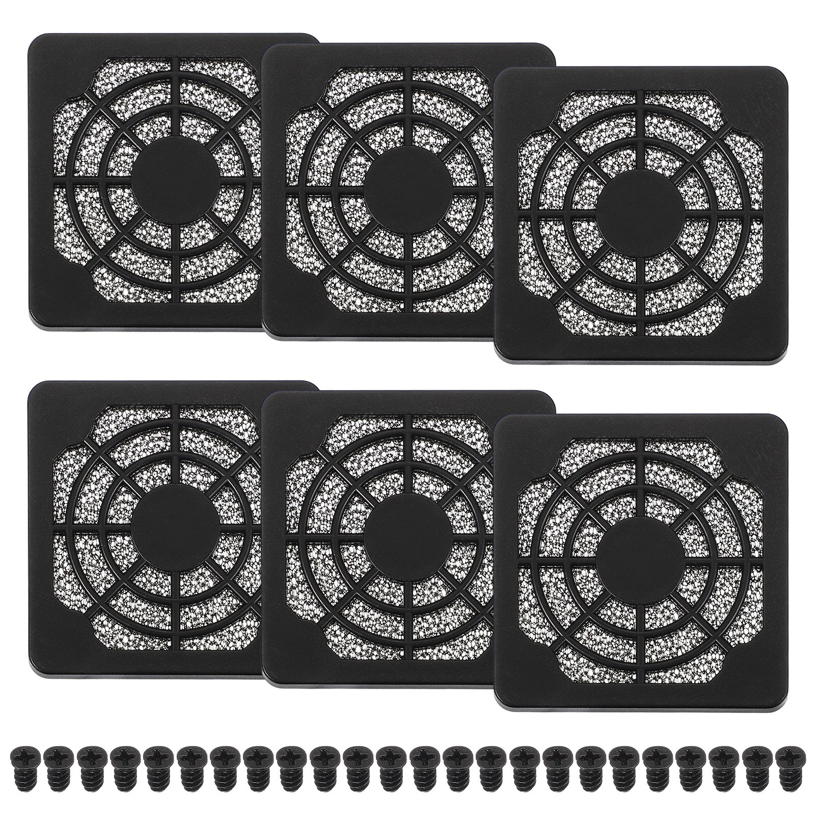 6 Pcs 50mm Fan Filter Grill Plastic Ventilation Grill Cover with Screws, Black