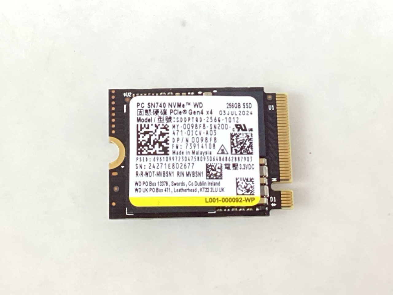 Western Digital 256GB M.2 NVMe Internal Solid State Drive - 0098F8