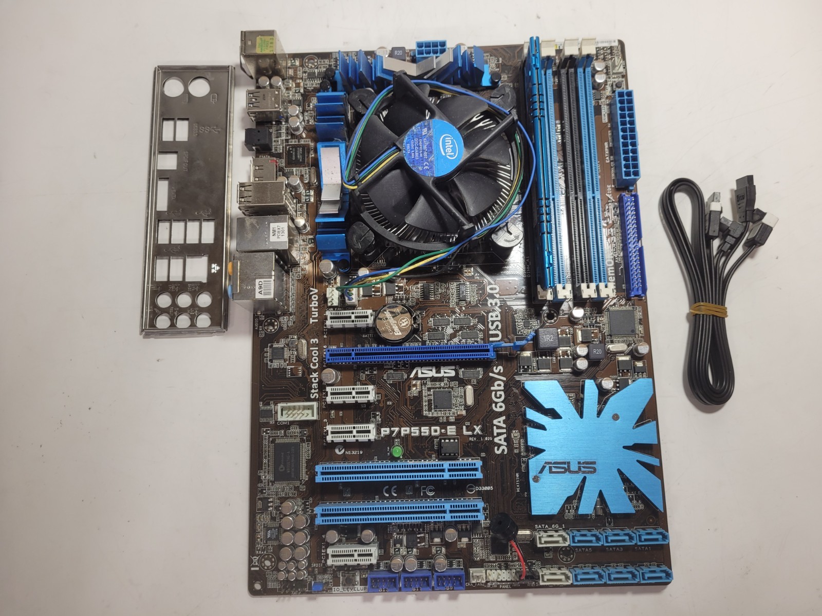 ASUS P7P55D-E Motherboard Core i3-540, 8GB RAM, IO Shield #1461