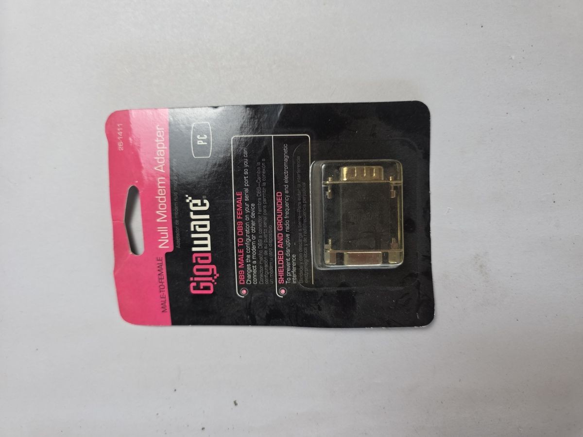 Gigaware 26-1411 Null Modem Adapter DB9 Male to DB9 Female Shielded RS-232 NEW