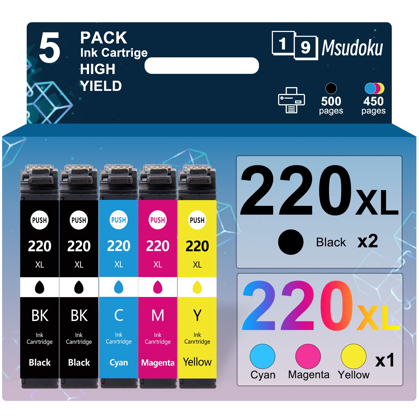 Compatible For 220XL Ink Cartridge For Epson WorkForce WF-2750 WF-2760 WF-2630