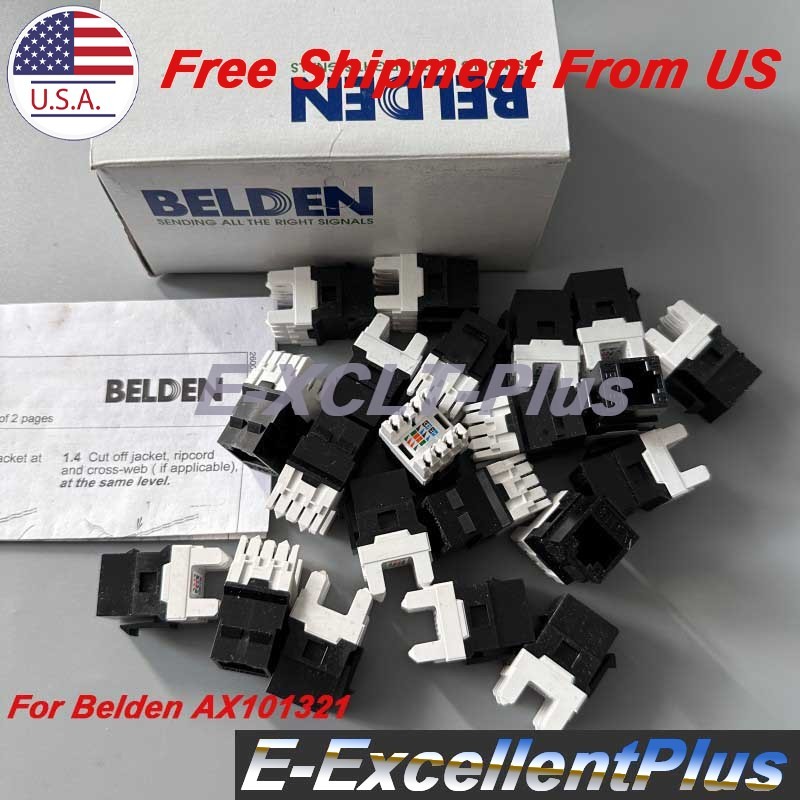 Box of 24PCS Belden AX101321 CAT-6A 8-Position KeyConnect RJ45 Jack Module Black