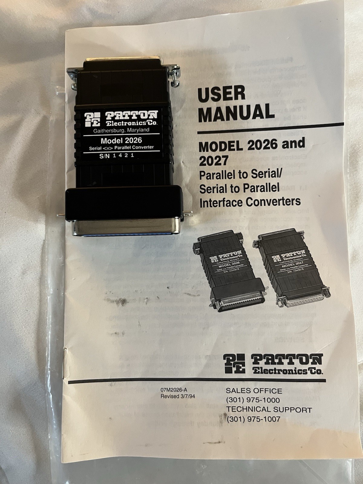 Vintage Converter Patton Model 2026 Serial To Parallel  With Original Manual