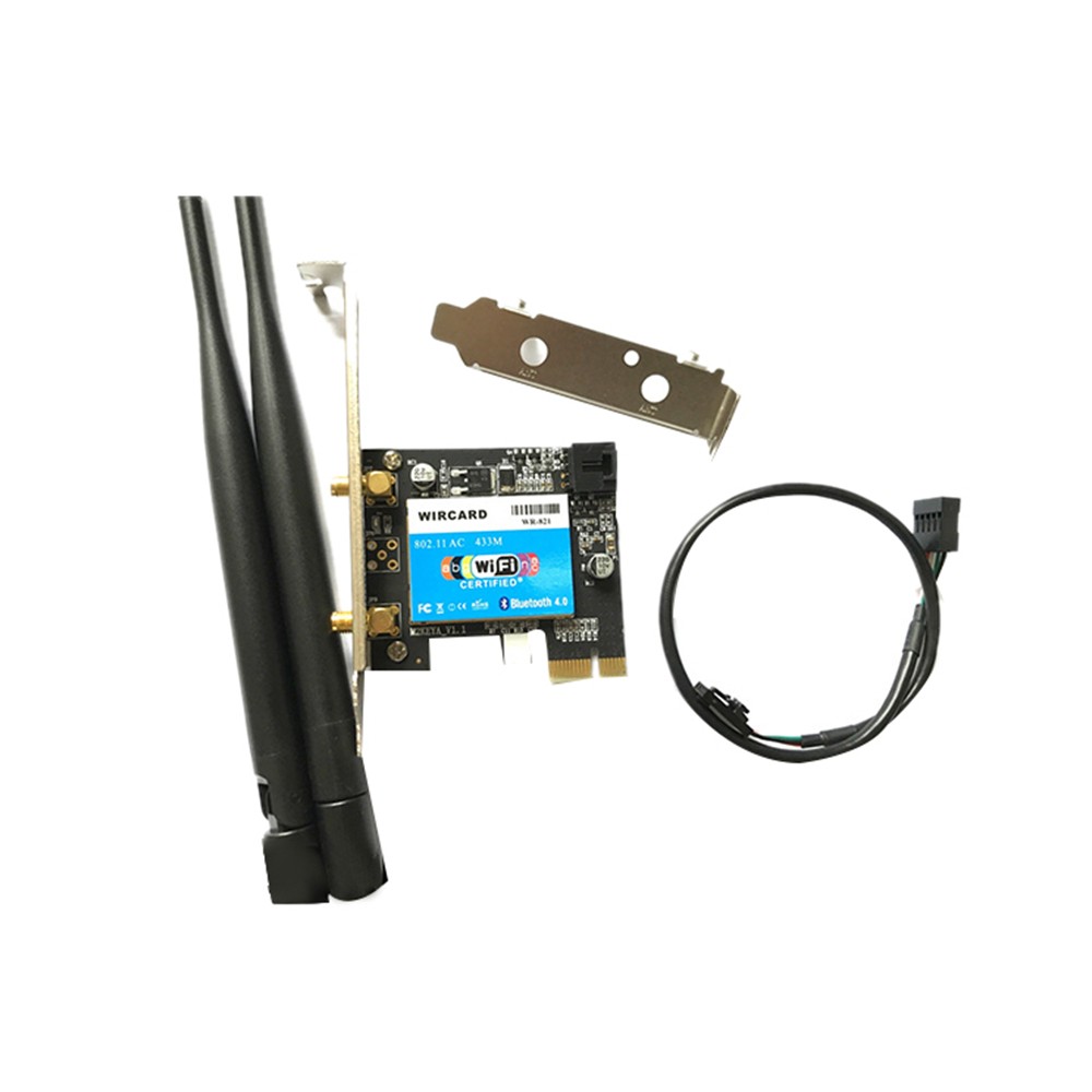 Dual Band Wireless PCI-EX1 Wlan WiFi Card 433Mbps 802.11a/b/g/n/ac 2.4/5G BT 4.0