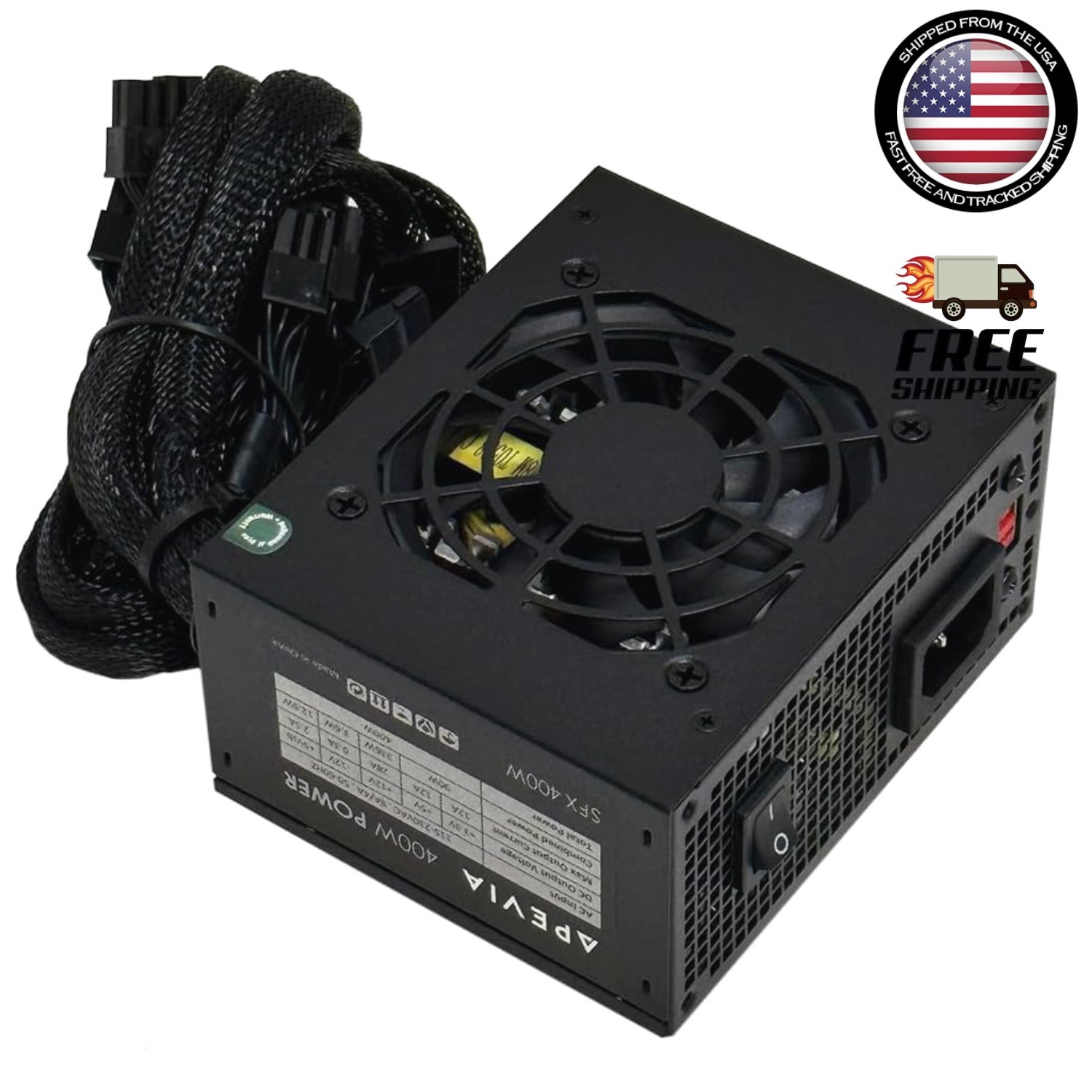 SFX-AP400W 400W SFX Power Supply, 1 Fan, Multi-Connector Sleeved Cables