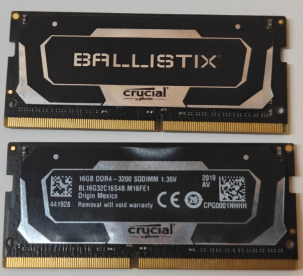 Crucial Ballistix 32GB (2x16GB) DDR4-3200 SO-DIMM Laptop RAM BL16G32C16S4B.M16FE