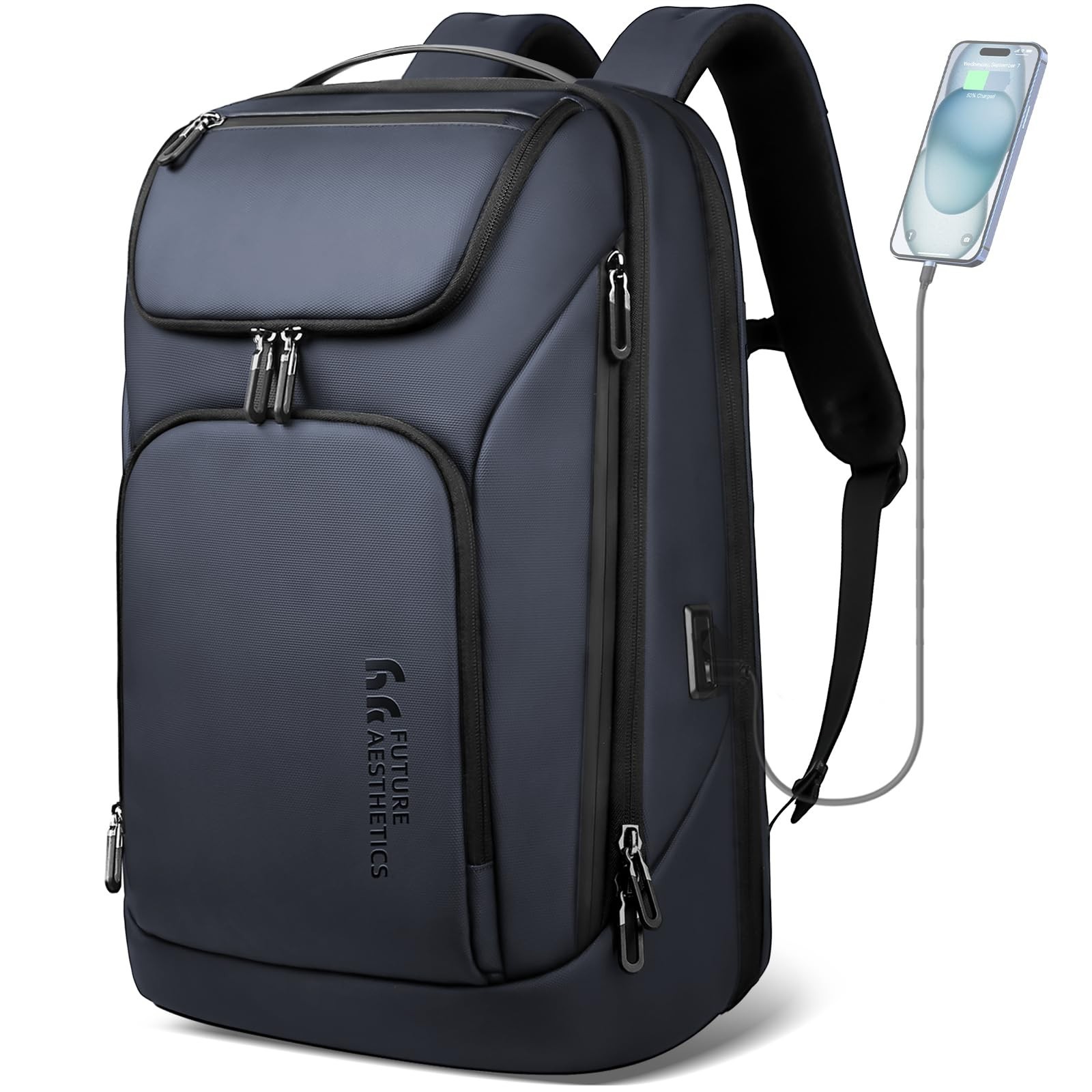 hk Business Smart Backpack for Men Anti-Theft for 17.3 Inch Laptop Blue