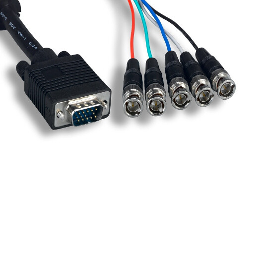 Kentek 6'ft VGA to 5BNC RGBHV Video Cord EMI/RFI 28AWG TV PC Monitor Projector