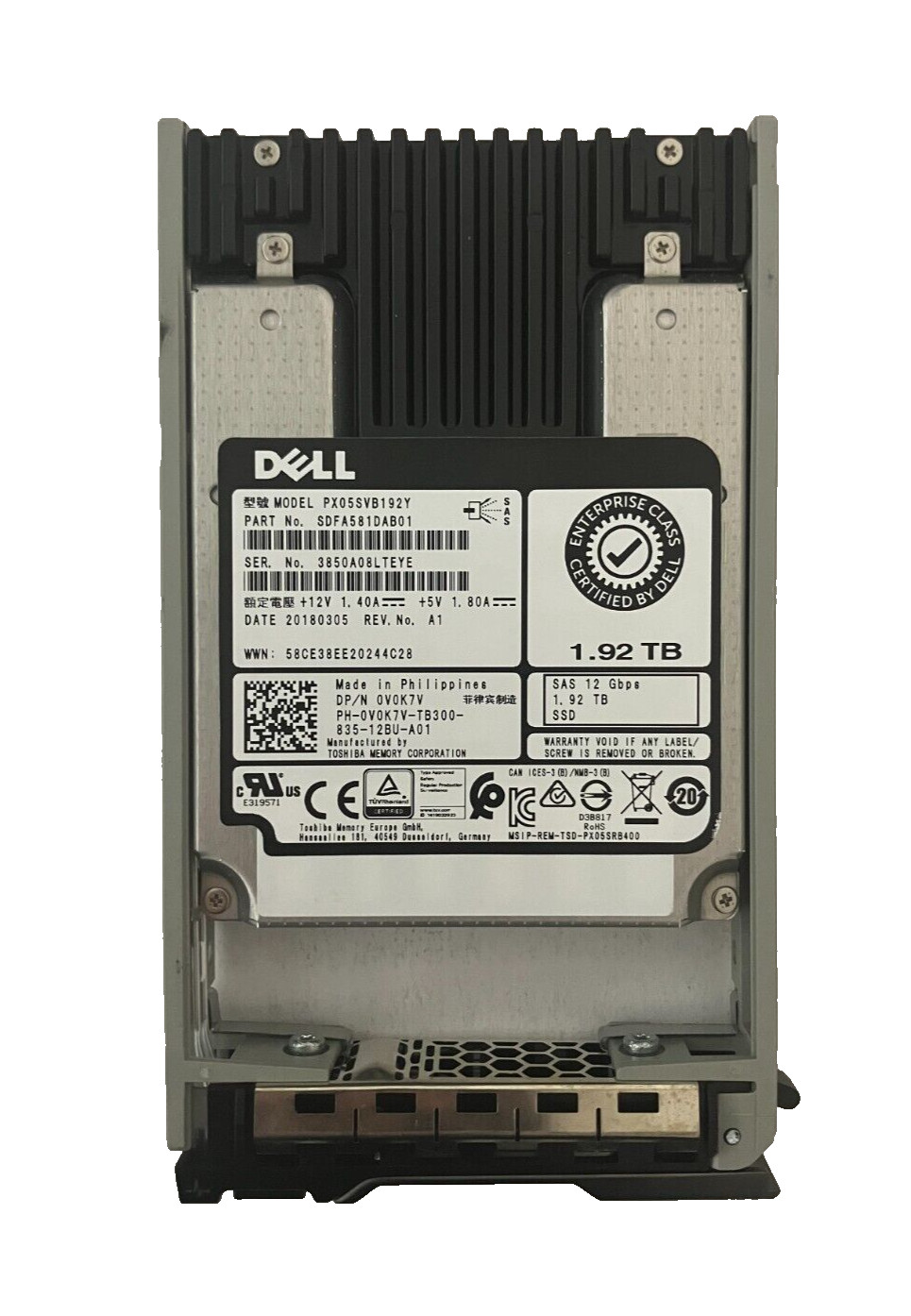 DELL PX05SVB192Y SSD 1.92TB SAS 12Gb/s 2.5" 0V0K7V 512 b/s