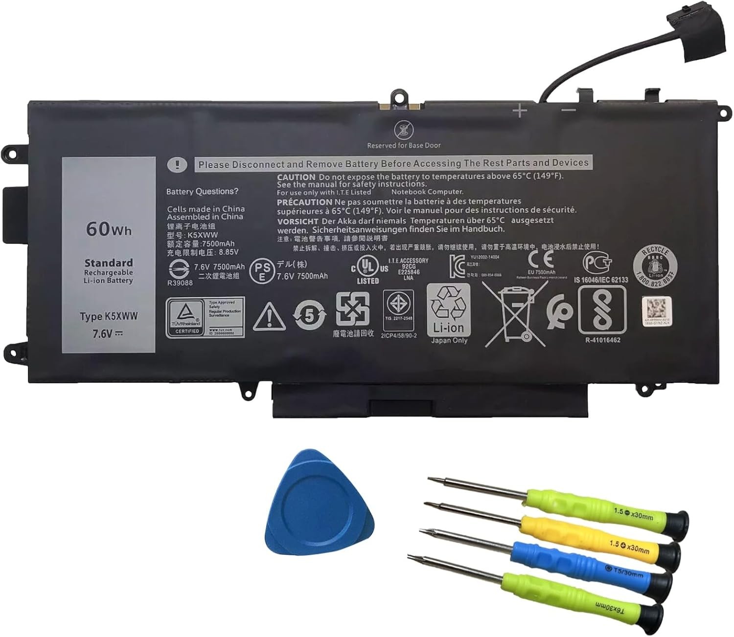 K5XWW Battery Replacement for Dell Latitude 7389 Latitude 7390 Latitude 12 5000