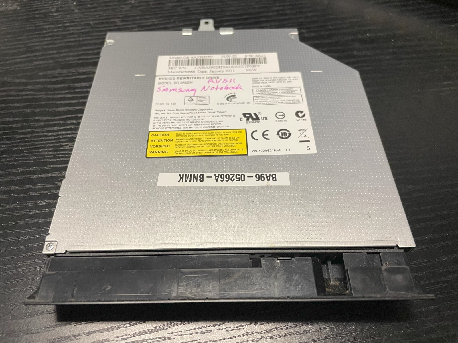 DS-8A5SH25C DVD/CD rewritable drive for Samsung RV511 Notebook