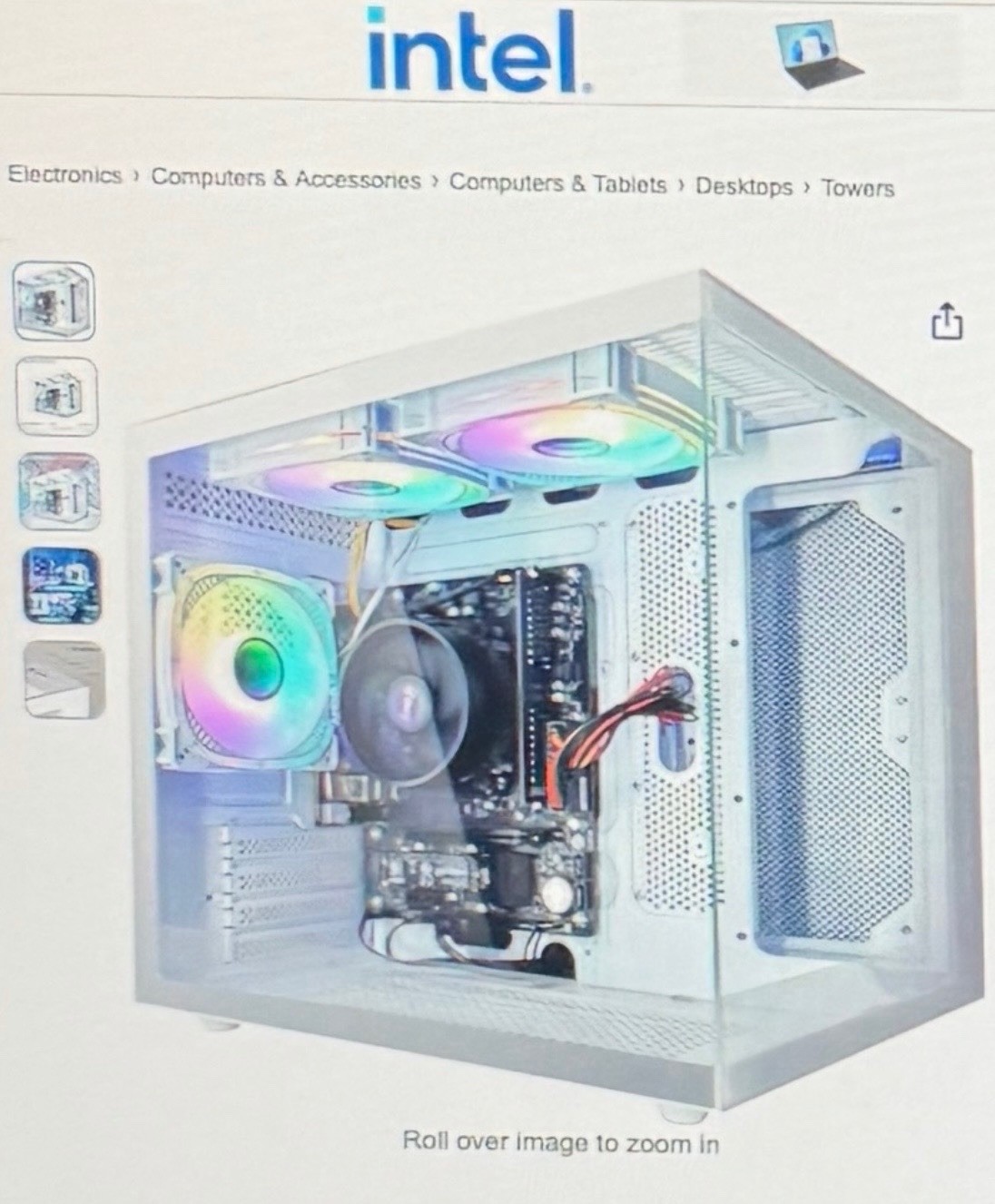 Suevery White RGB Gaming Tower Desktop with HDMI, USB, Glass Side Panel
