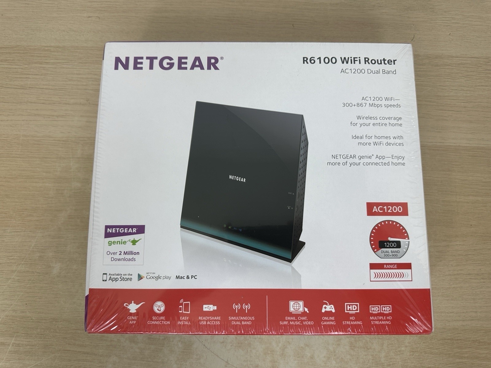 Netgear StreamPro AC1200 WiFi Router R6100 Dual Band 300+867 Mbps - NEW SEALED