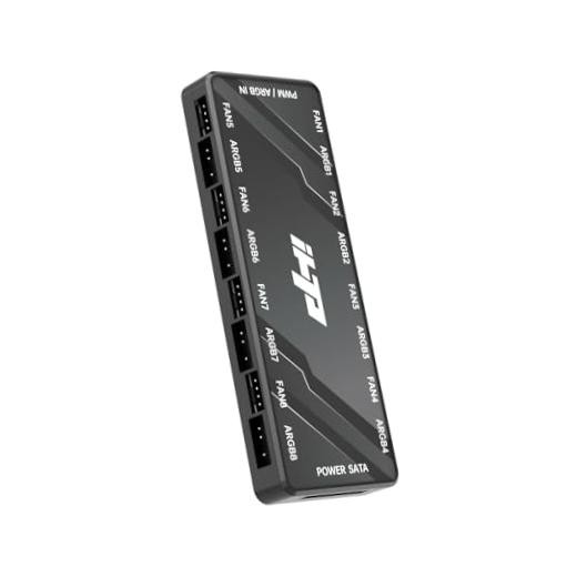 16-Port 2in1 PC Black, 5V 3Pin ARGB 12V 4Pin PWM SATA Splitter | Fan Hub
