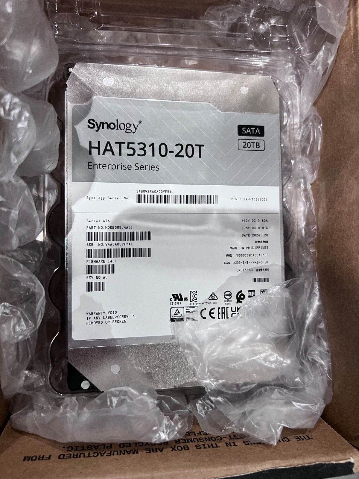 Defective Synology 20TB NAS HDD – HAT5310-20T As-is Hard Drive