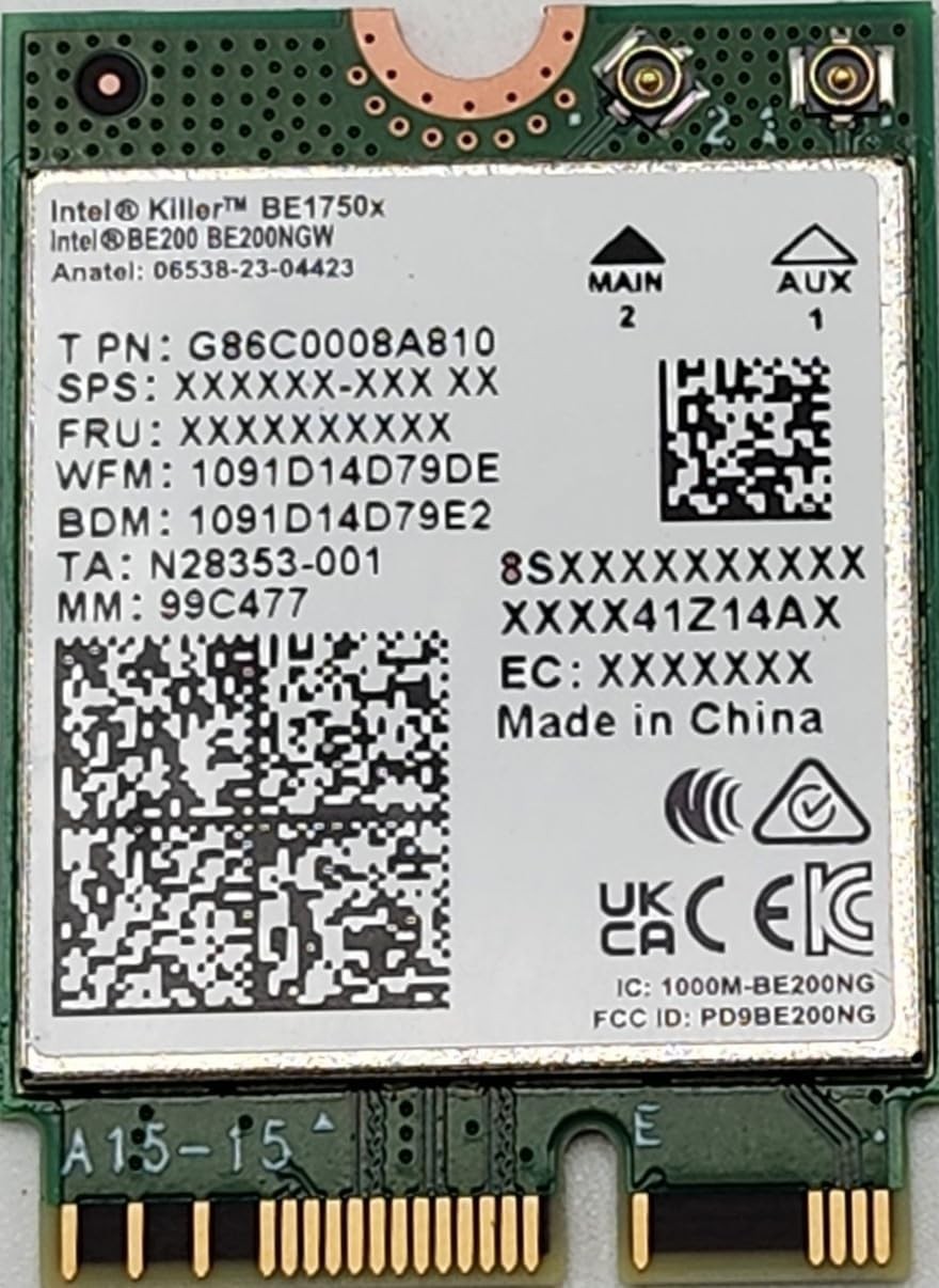 Intel Killer Wi Fi 7 Network Upgrade Card M.2 PCIe Key E 5.8 Gbps Gaming Router
