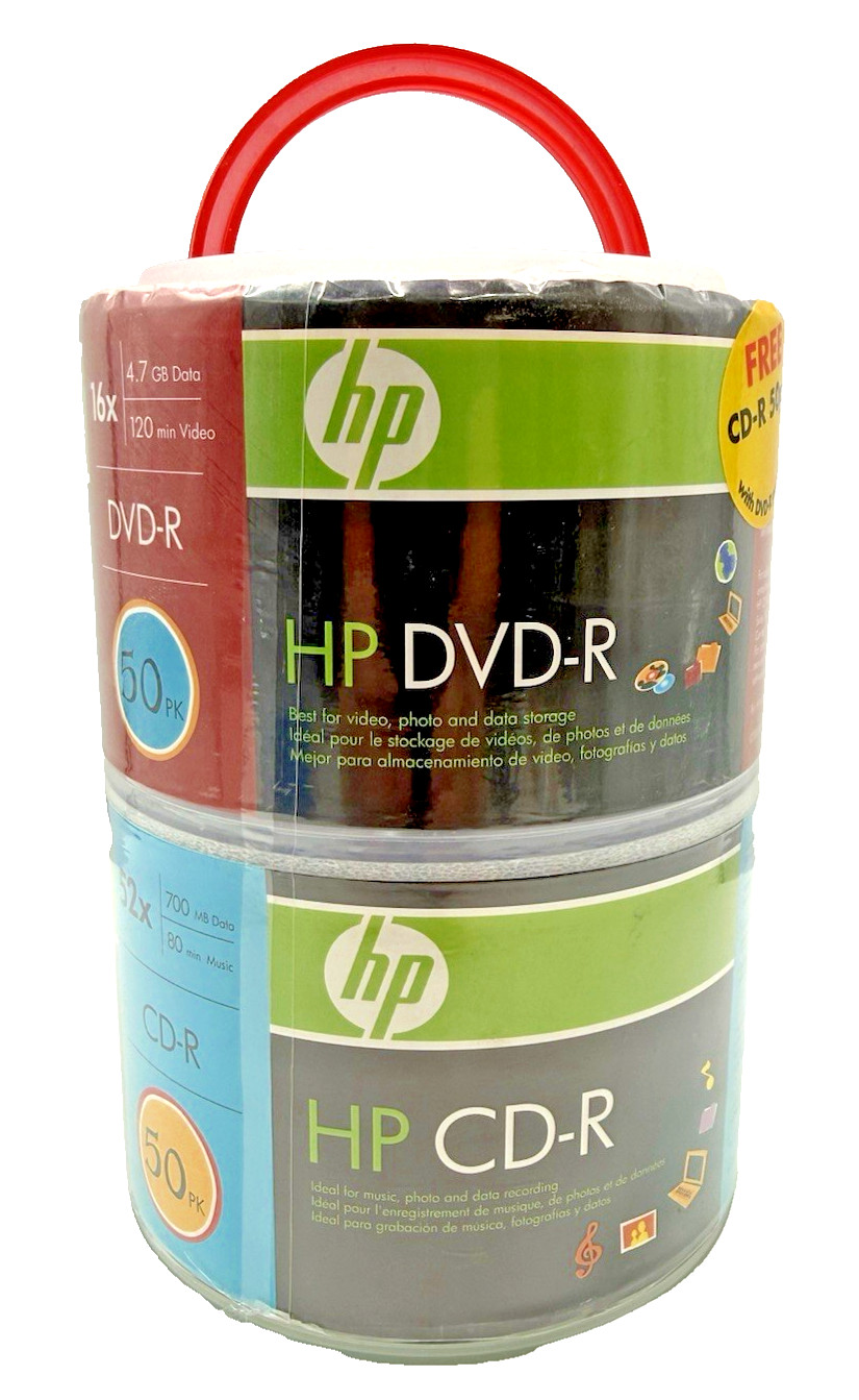HP DVD-R 50 Pack 16X / 4.7GB / 120 Min + CD-R 50 Pack 52X / 700MB / 80 Min NEW