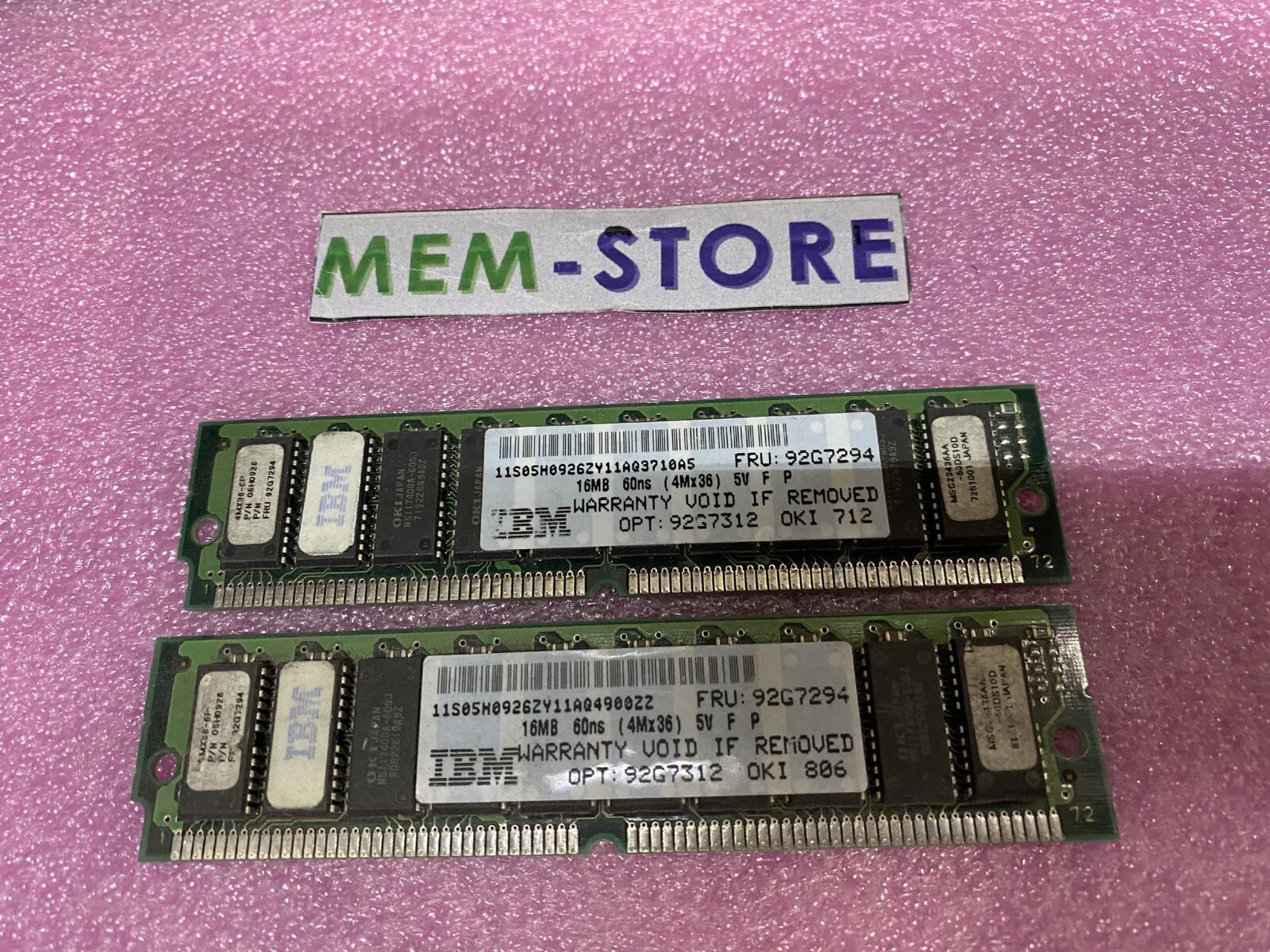 Lot of 10 IBM 92G7294 32MB (2x16MB) SIMM RAM Original -Contact us for quantity